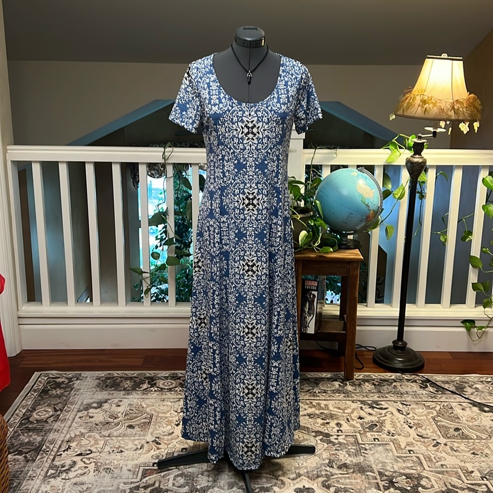 HAANI Petite Blue, Black and White Dress